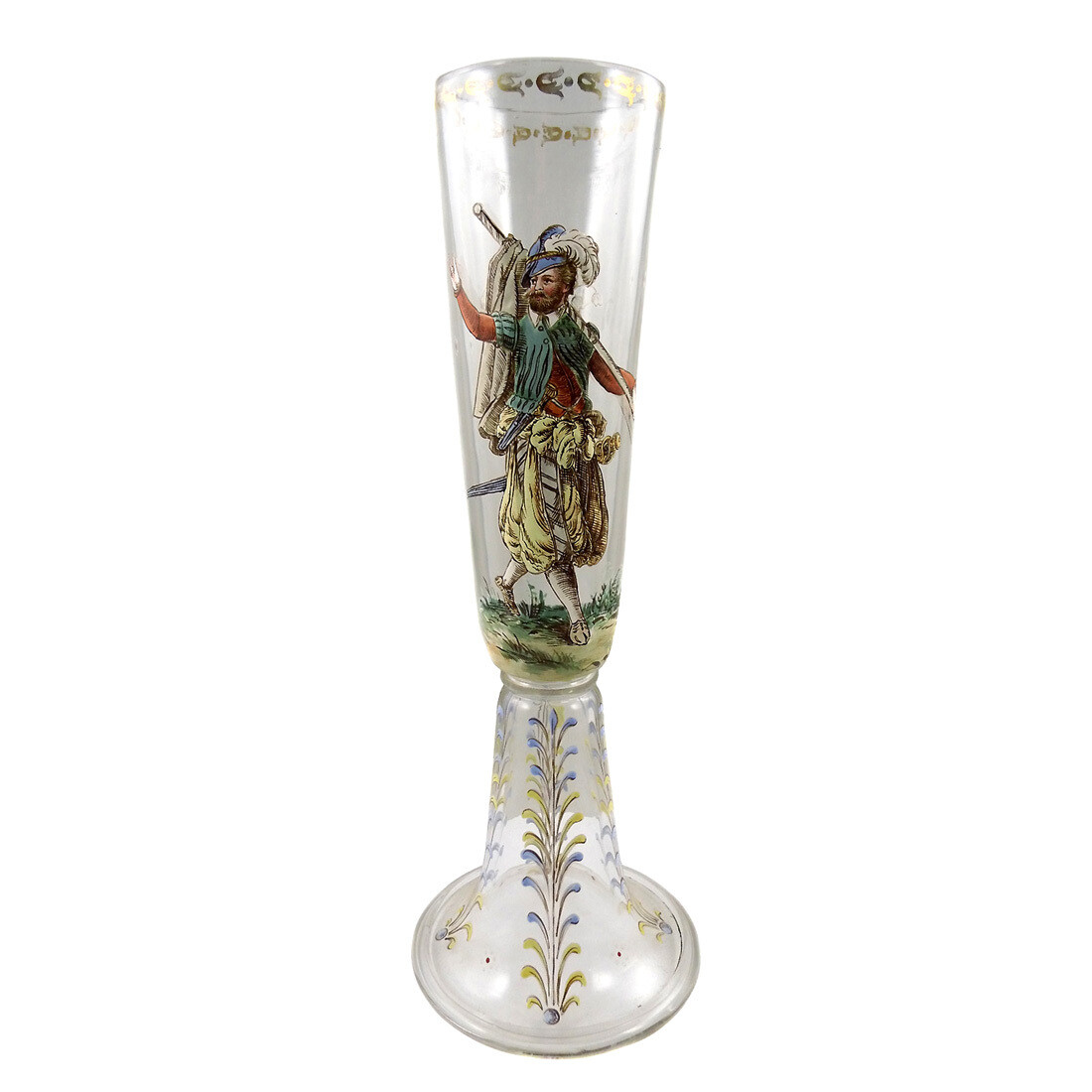 Large cup made of colorless glass with enamel painting, Riedel glass factory around 1880
