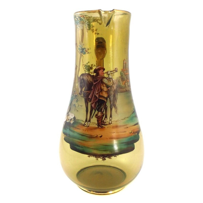 Large handle jug with enamel painting, Theresienthal around 1880