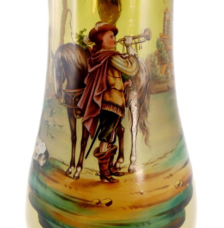 Large handle jug with enamel painting, Theresienthal around 1880