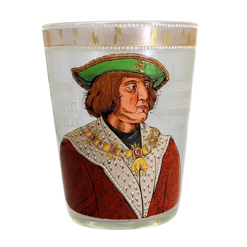 Mug with half-length portrait of Emperor Maximilian, Fritz Heckert, designed by O. Jummel around 1880