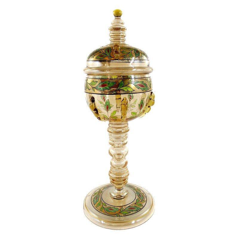 Lidded cup with opaque enamel painting, Fritz Heckert, Entw. Oskar Jummel