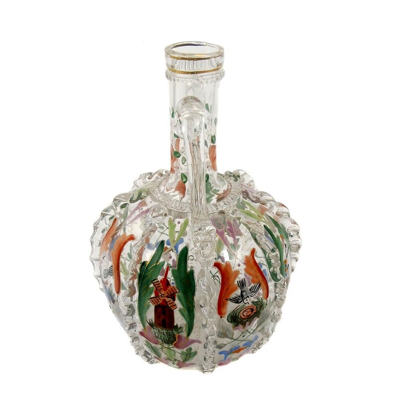 Double-handled carafe with Dutch motifs in enamel painting, Fritz Heckert
