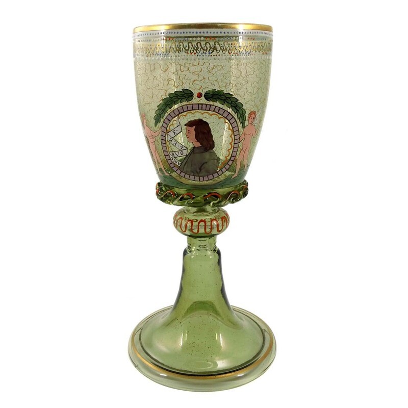 Large Renaissance cup with wavy edge, Fritz Heckert around 1870