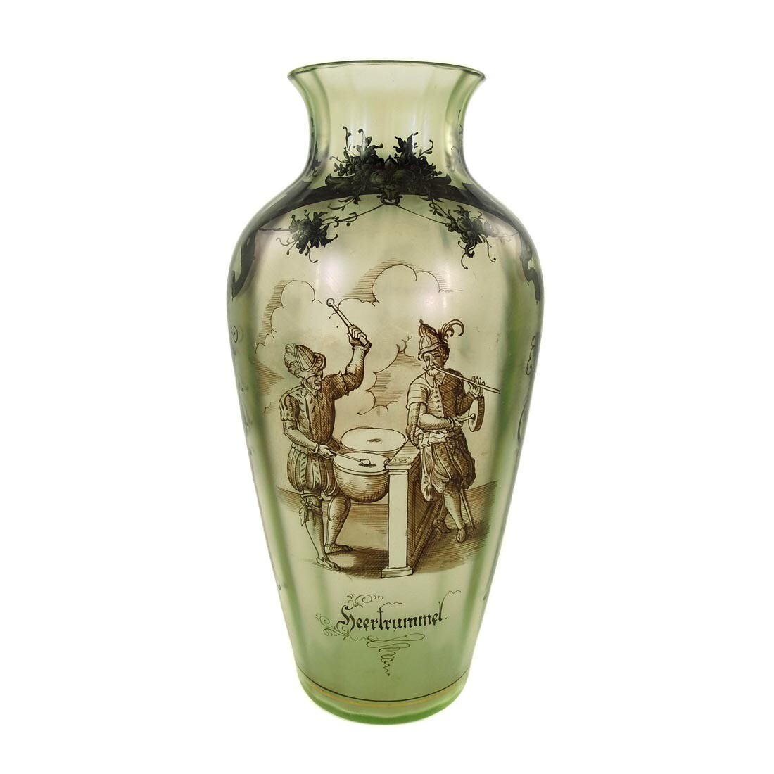 Large vase with black solder sepia painting, Fritz Heckert, dev. A. Heyden c. 1887
