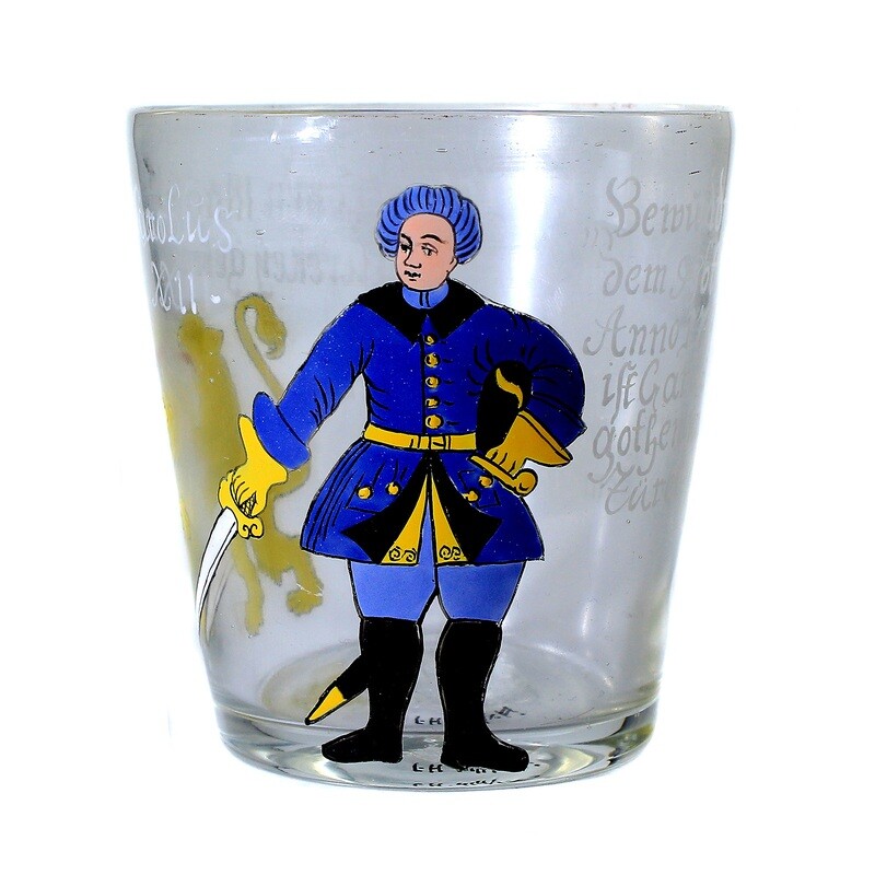 Conical cup with the King of Sweden, Fritz Heckert around 1880, signed