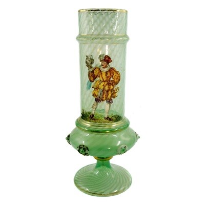 Pokal aus Opalcypern-Glas mit Perldekor, Fritz Heckert, Entw Otto Thamm