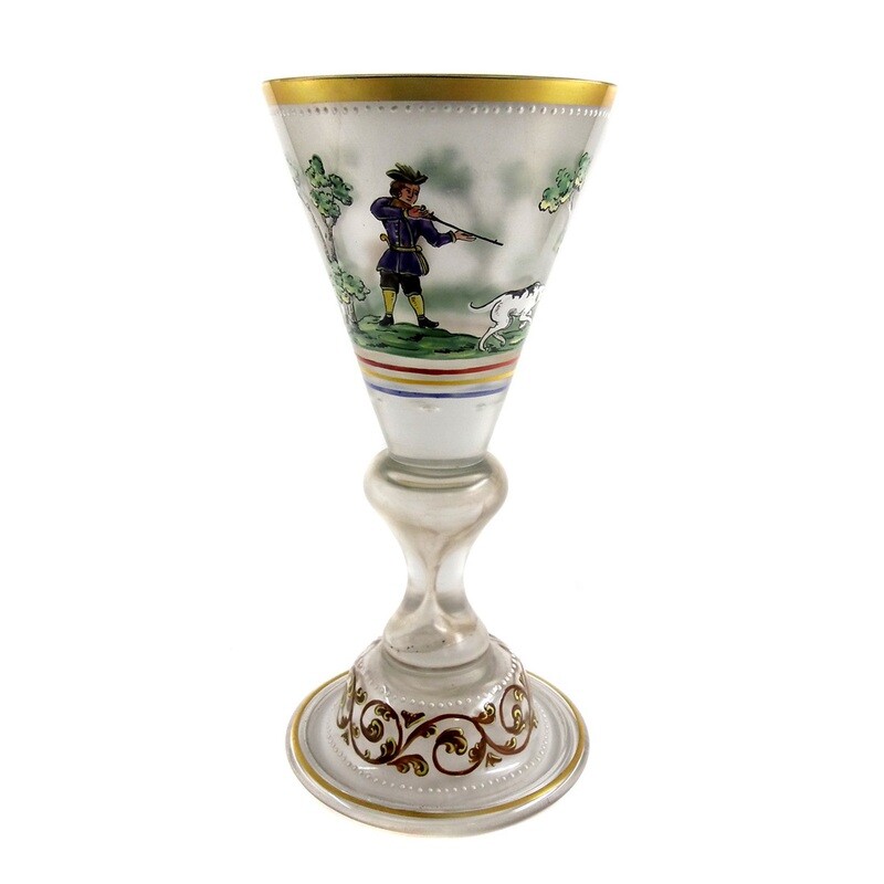 Rare goblet with enamel painting, F. Heckert, design O. Jummel / M. Ehring