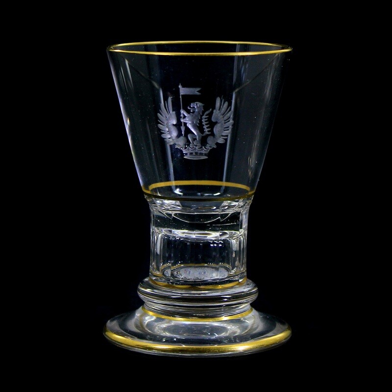 1st of 2. Footed cup with the coat of arms of a Prussian nobleman, signed Lobmeyr.