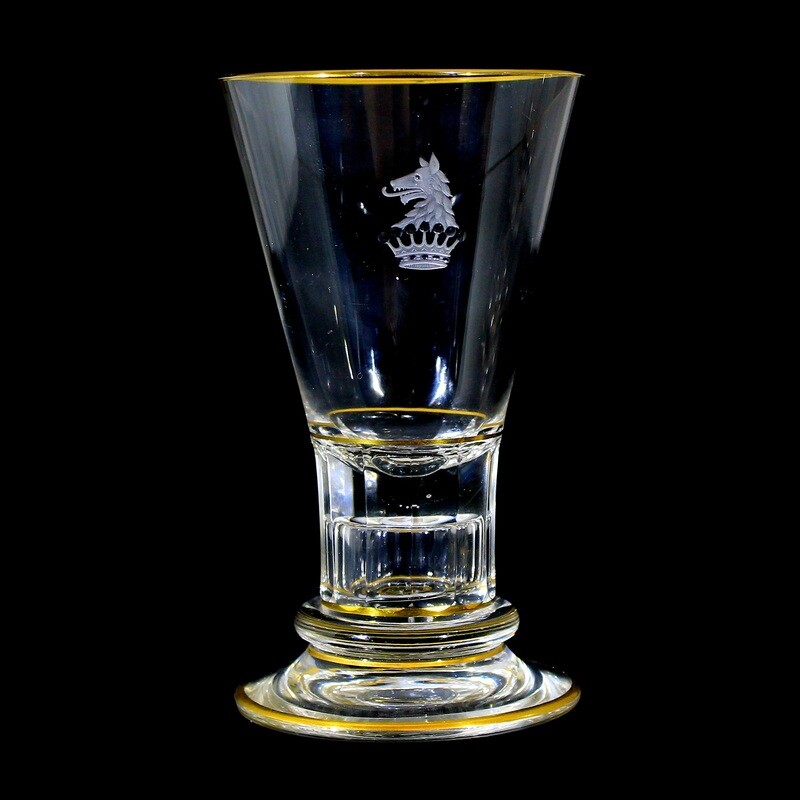1st of 2nd footed cup with coat of arms of a Prussian nobleman, signed Lobmeyr.