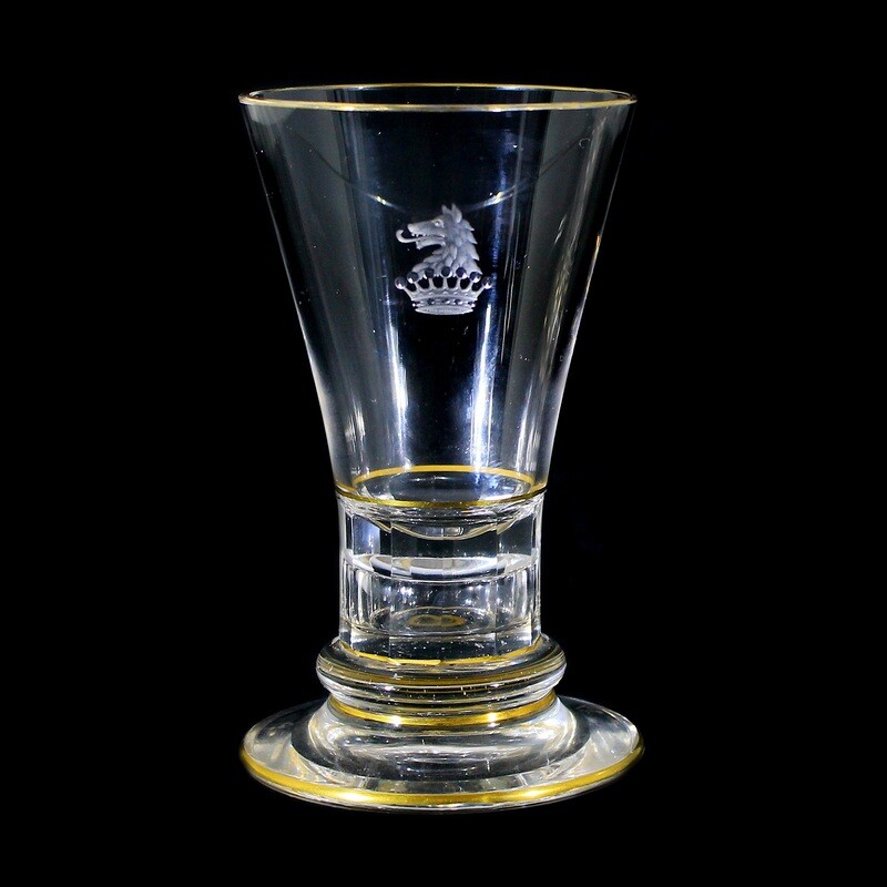 1st of 2. Footed cup with the coat of arms of a Prussian nobleman, signed Lobmeyr.
​