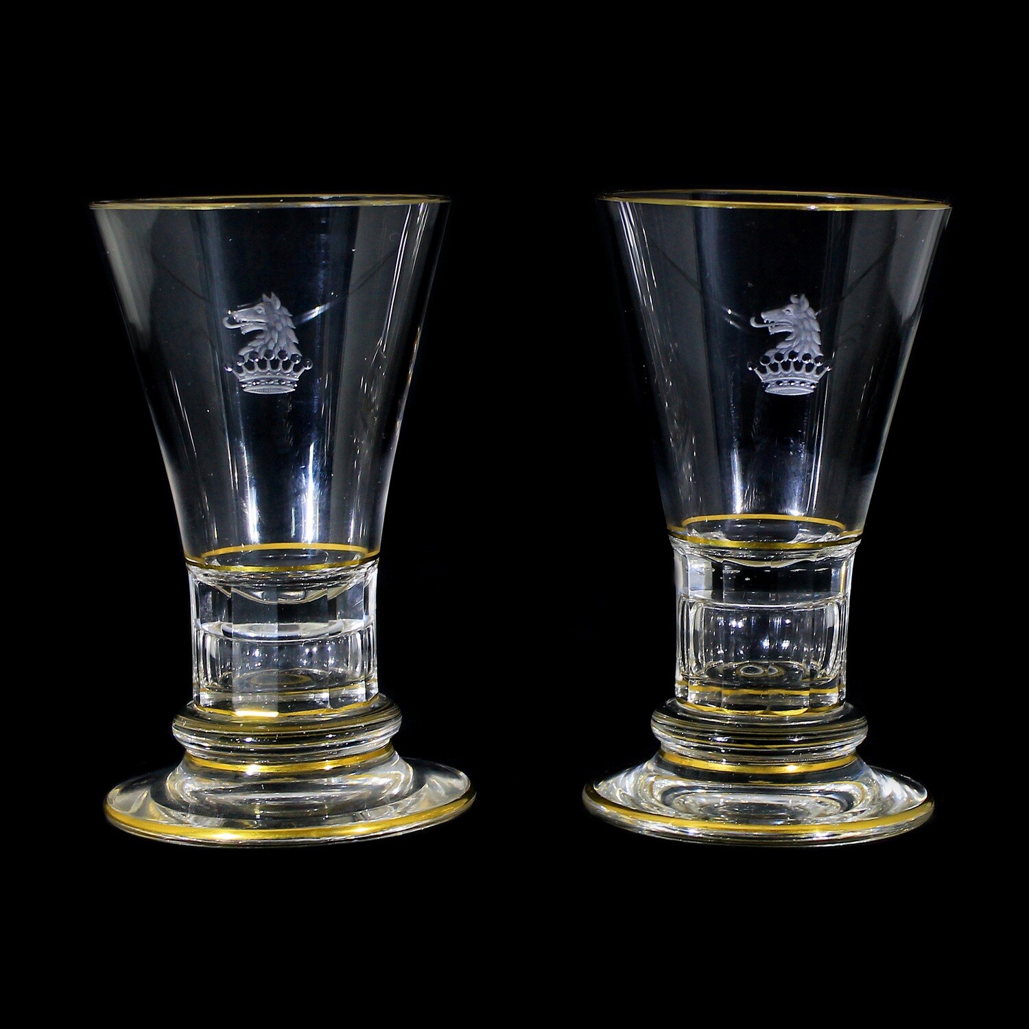 1st of 2. Footed cup with the coat of arms of a Prussian nobleman, signed Lobmeyr.
​