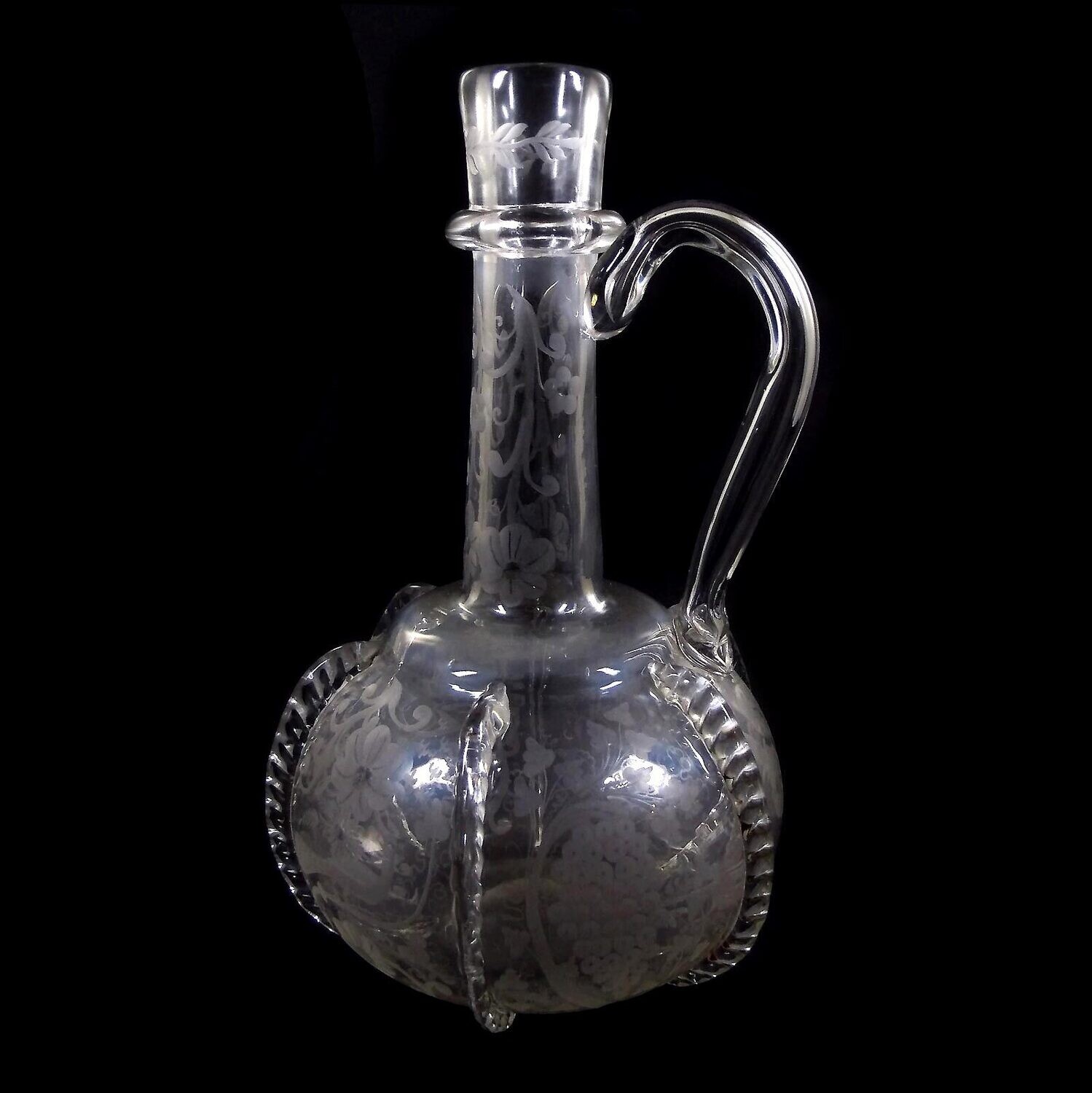 Handle bottle with thread overlays and cut Renaissance decoration, Lobmeyr