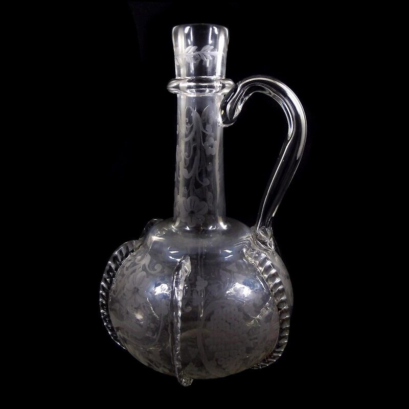 Handle bottle with thread overlays and cut Renaissance decoration, Lobmeyr