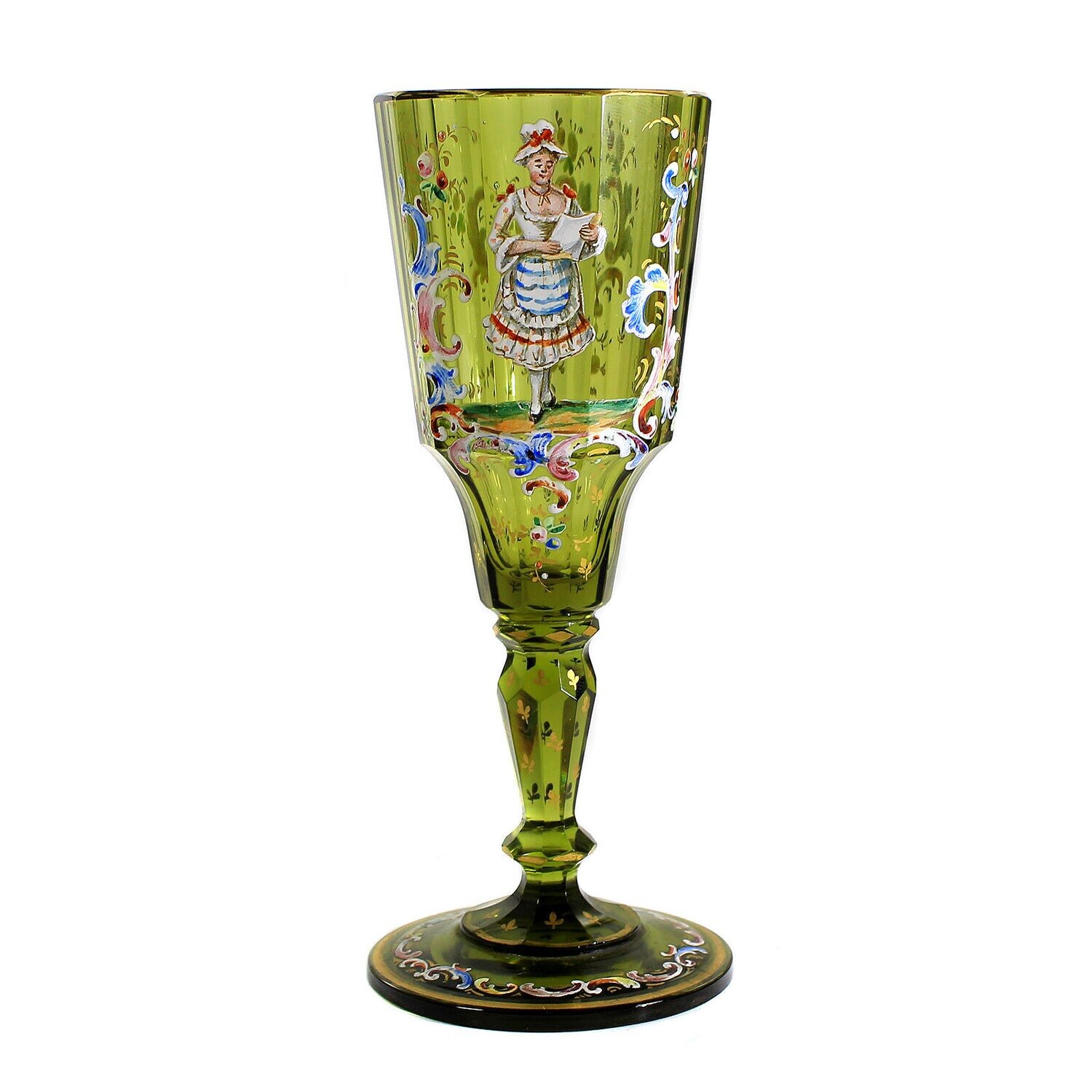 Multi-faceted cup with enamel painting, Lobmeyr Vienna around 1872