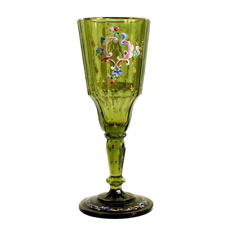Multi-faceted cup with enamel painting, Lobmeyr Vienna around 1872