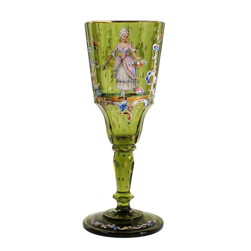 Multi-faceted cup with enamel painting, Lobmeyr Vienna around 1872