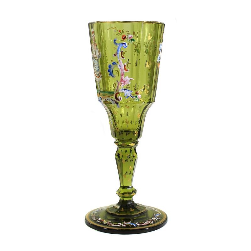 Multi-faceted cup with enamel painting, Lobmeyr Vienna around 1872