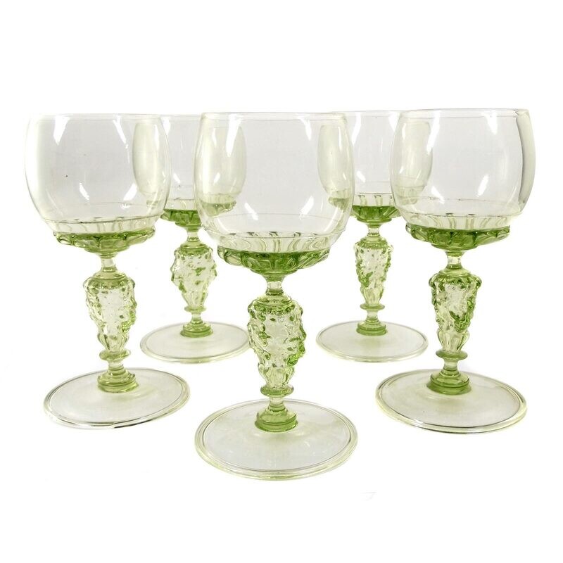 1st of 5. Rheinwein Römer with lion mascarons, Rheinische Glashütten, signed
