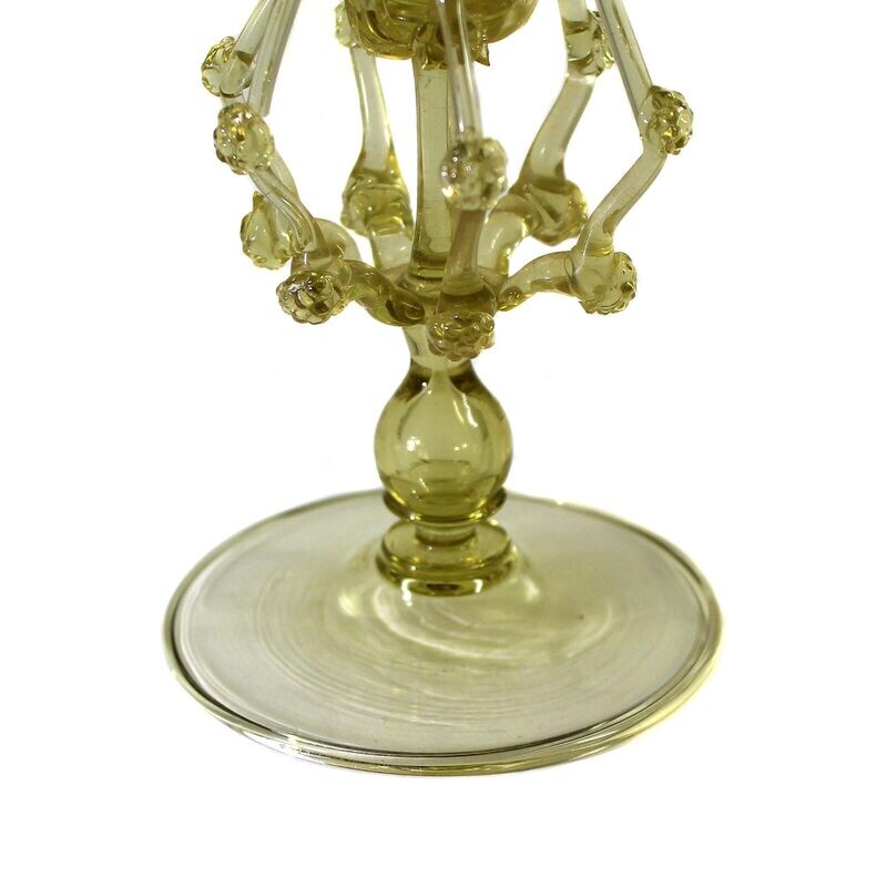 Decorative cup made of topaz-colored glass in the style of the winged cups, Salviati Murano