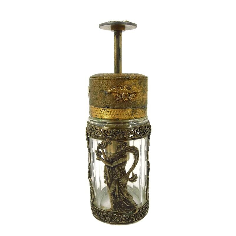 Perfume atomizer with antique depiction &amp; festoon, France, 2nd edition. 19th century