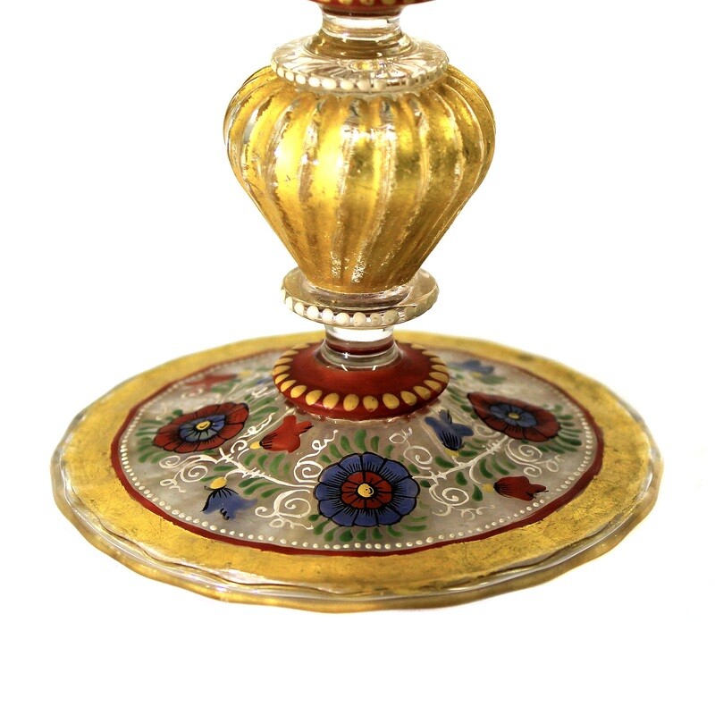 Rare goblet with enamel painting and alliance coat of arms of the guilds, probably Steinschönau
​Details ansehen