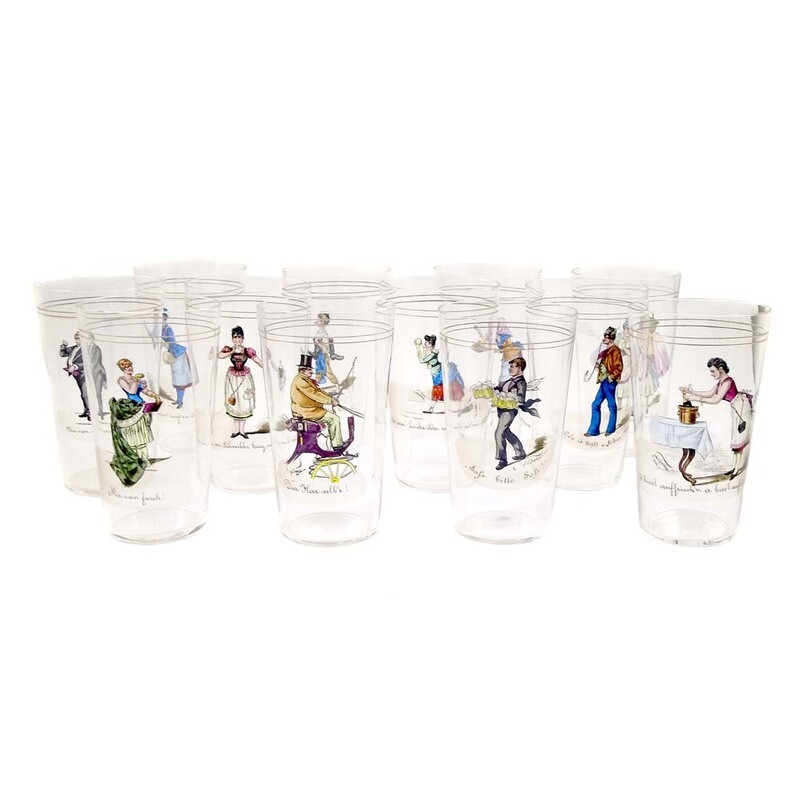 12 rare glasses by Hans Schliessmann, for Bakalowits in Vienna