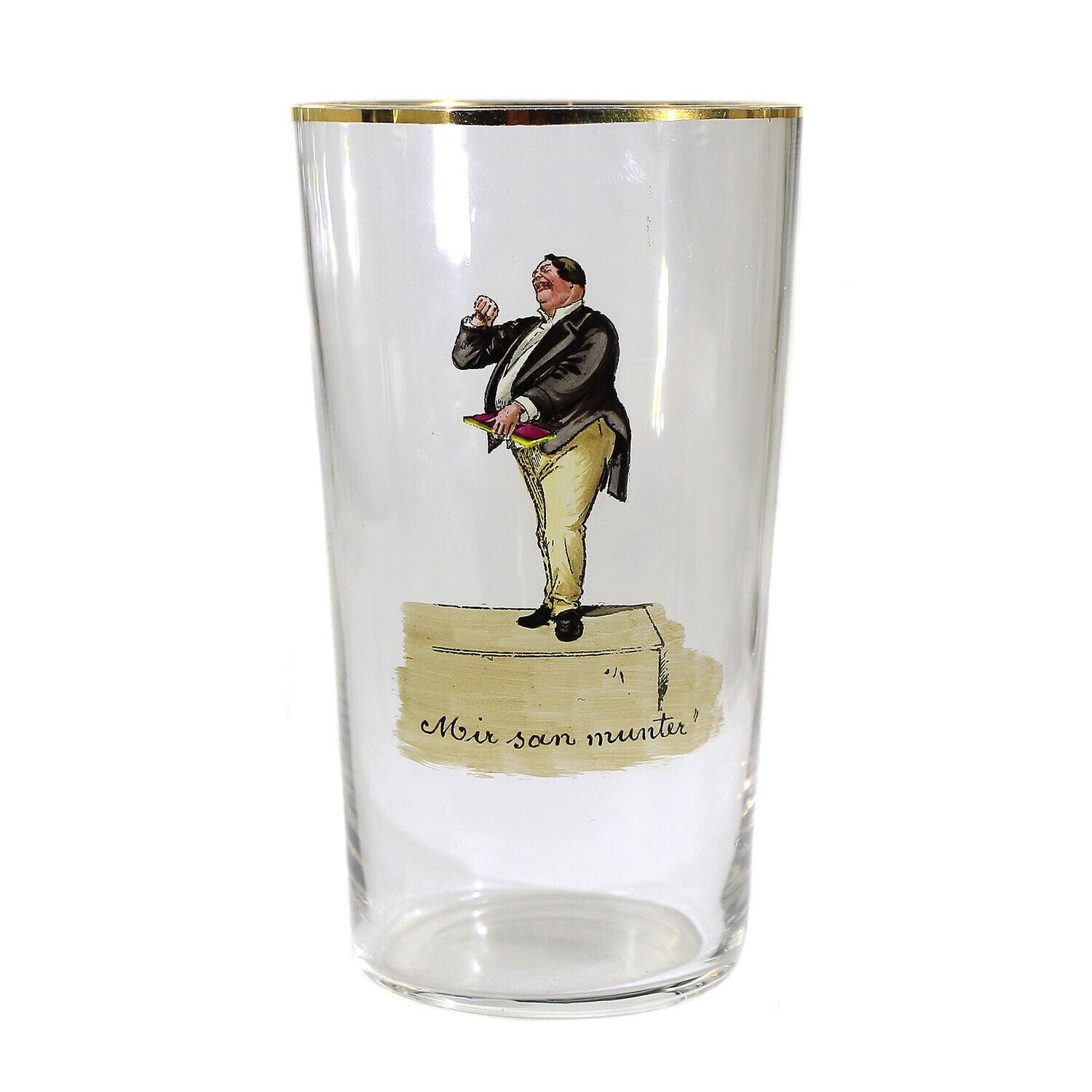 Champagne cup with caricature by Hans Schleichmann, Bakalowits, Vienna around 1900