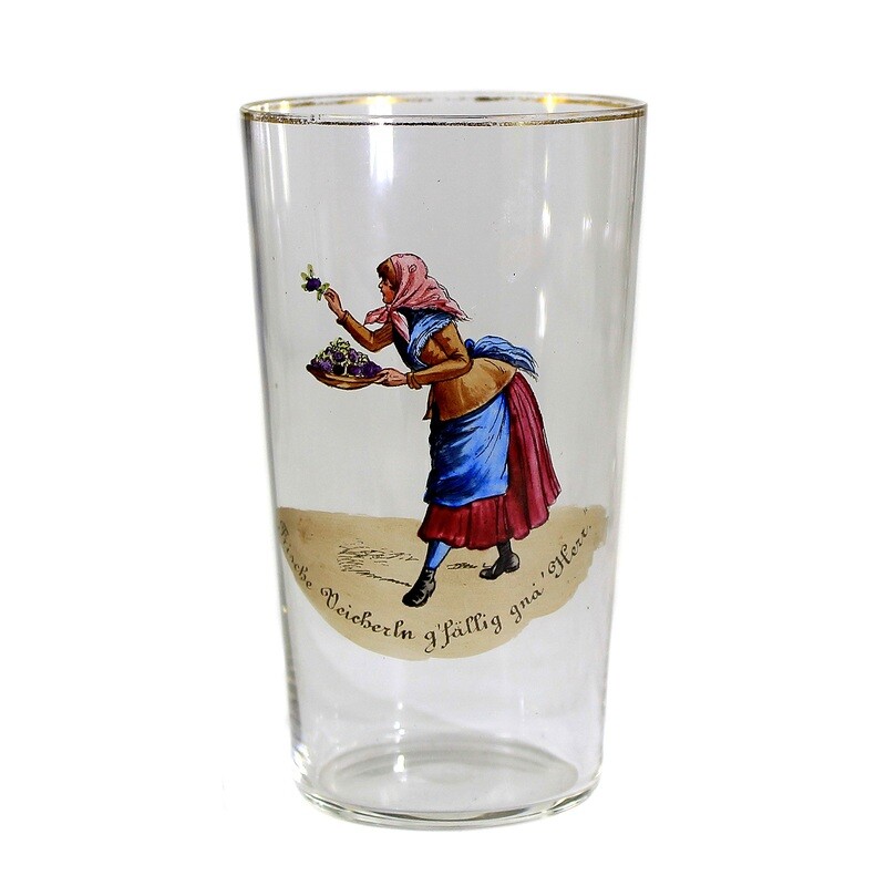 Champagne cup with a caricature by Hans Schliessmann, Bakalowits, Vienna around 1900