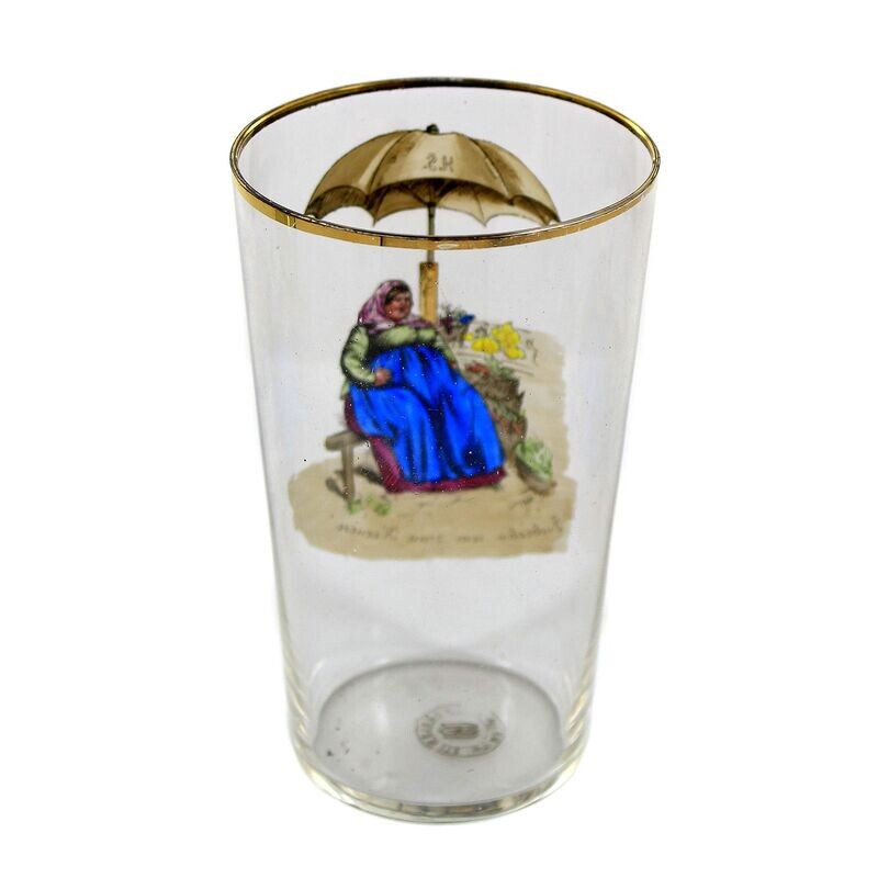 Champagne cup with a caricature by Hans Schliessmann, Bakalowits, Vienna around 1900