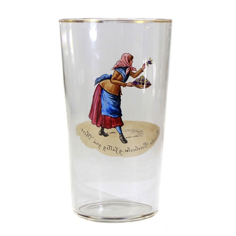 Champagne cup with a caricature by Hans Schliessmann, Bakalowits, Vienna around 1900