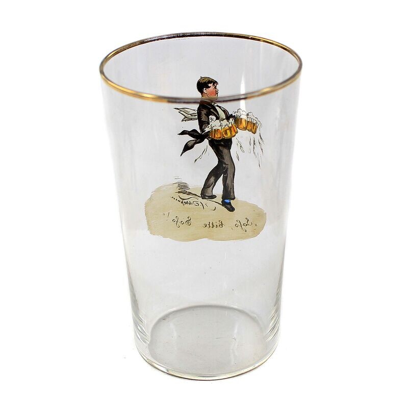 Champagne cup with caricature by Hans Schleichmann, Bakalowits, Vienna around 1900