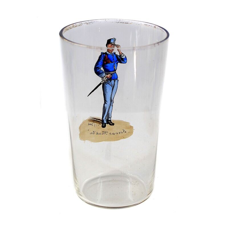 Champagne cup with caricature by Hans Schleichmann, Bakalowits, Vienna around 1900
