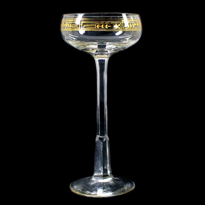 1. of 2. Stem glass made of colorless glass with gold decoration, Theresienthal, form 1849