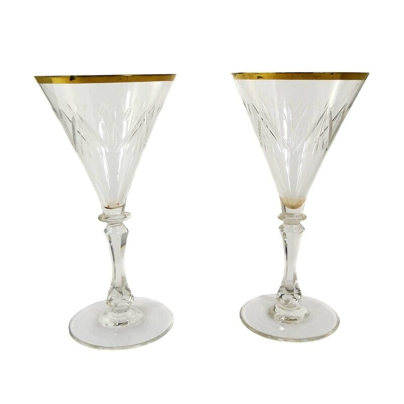 1st of 2. Stem glass / Bordeaux glass, form 1644, Theresienthal, around 1903