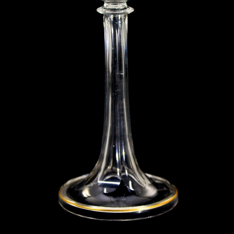 1st of 12. Art Nouveau Romans made of colorless glass with gold rim, Theresienthal