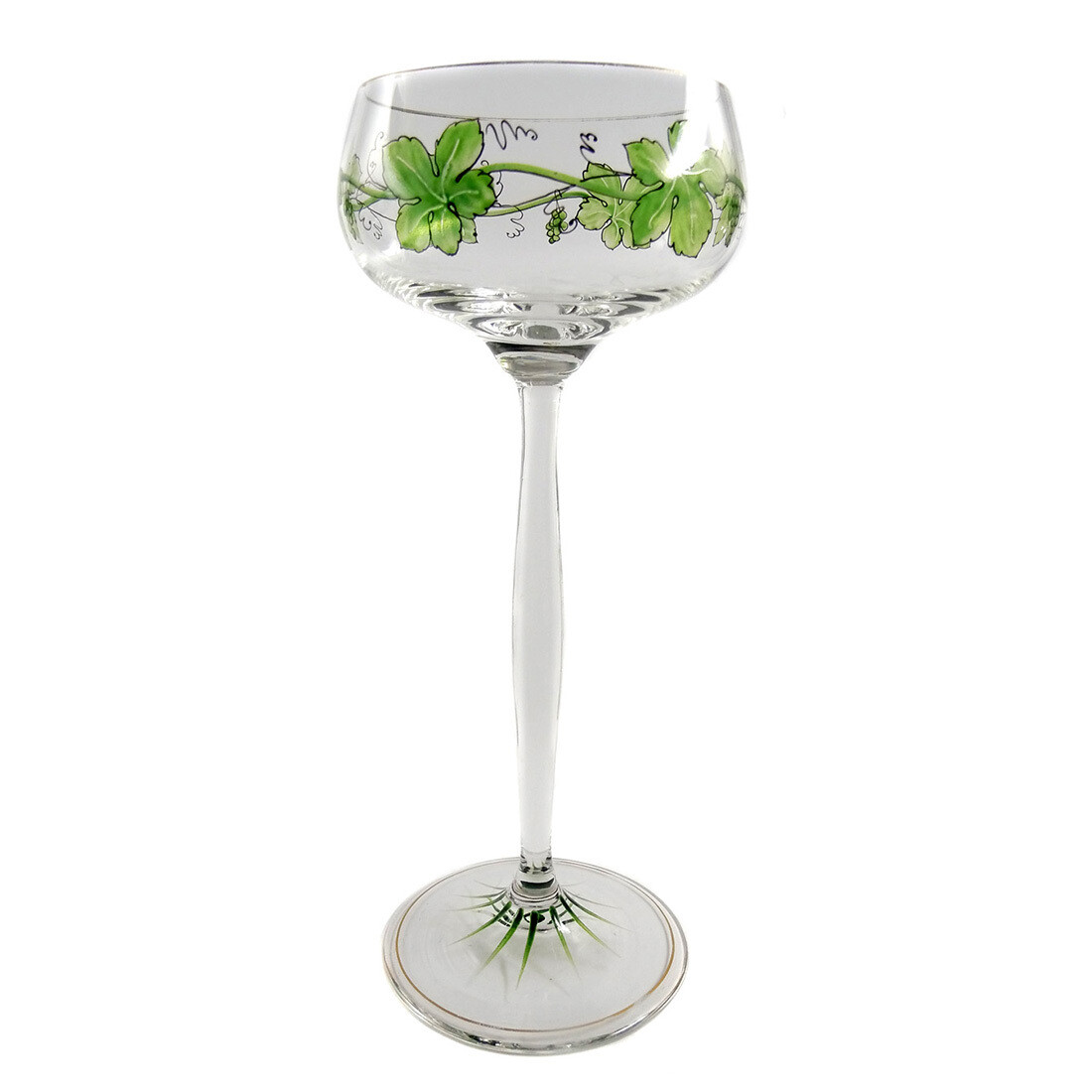 1st of 2. Stem glass with transparent painting, Theresienthal, form 1711, set 1496