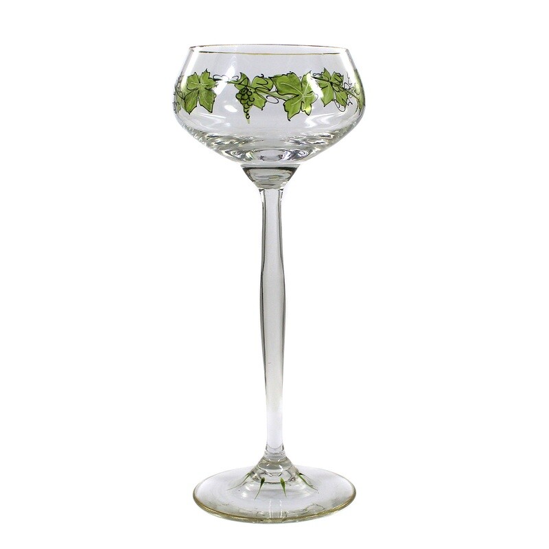 Pair of stem glasses with transparent painting, Theresienthal, form 1711, set 1496