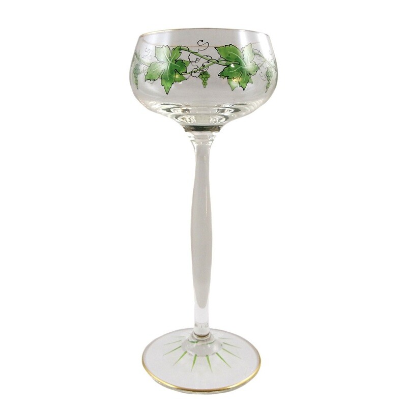 Stem glass with transparent painting, Theresienthal, form 1711, set 1496
