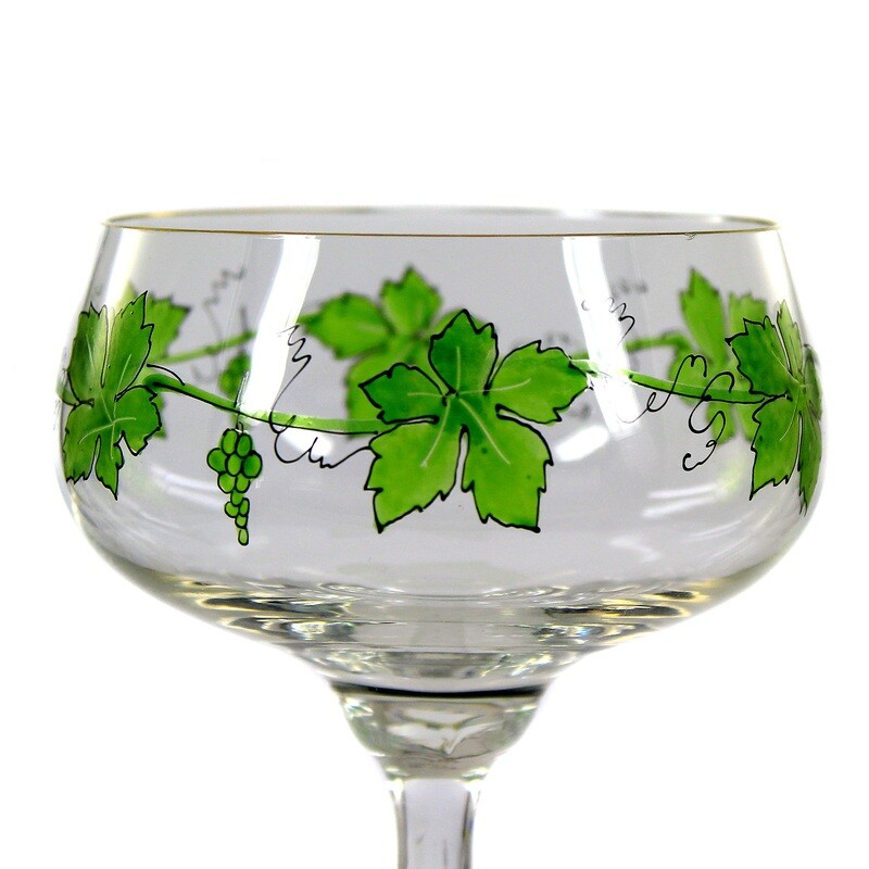 Stem glass with transparent painting, Theresienthal, form 1711, set 1496