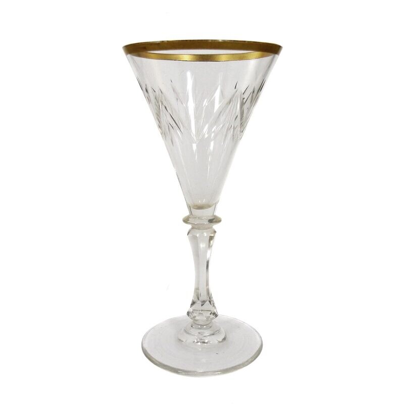 1st of 6. Madeira glasses with decorative cut &amp; gold rim, form 1644, Theresienthal,