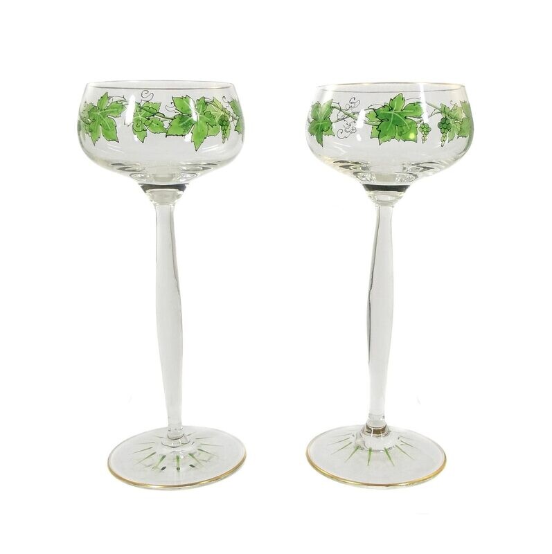 Stem glass with transparent painting, Theresienthal, form 1711, set 1496