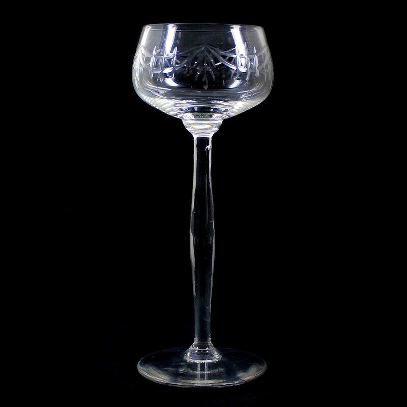 1st of 3. Stem glass with decorative cut decor, Theresienthal, form 1496, decor 1975