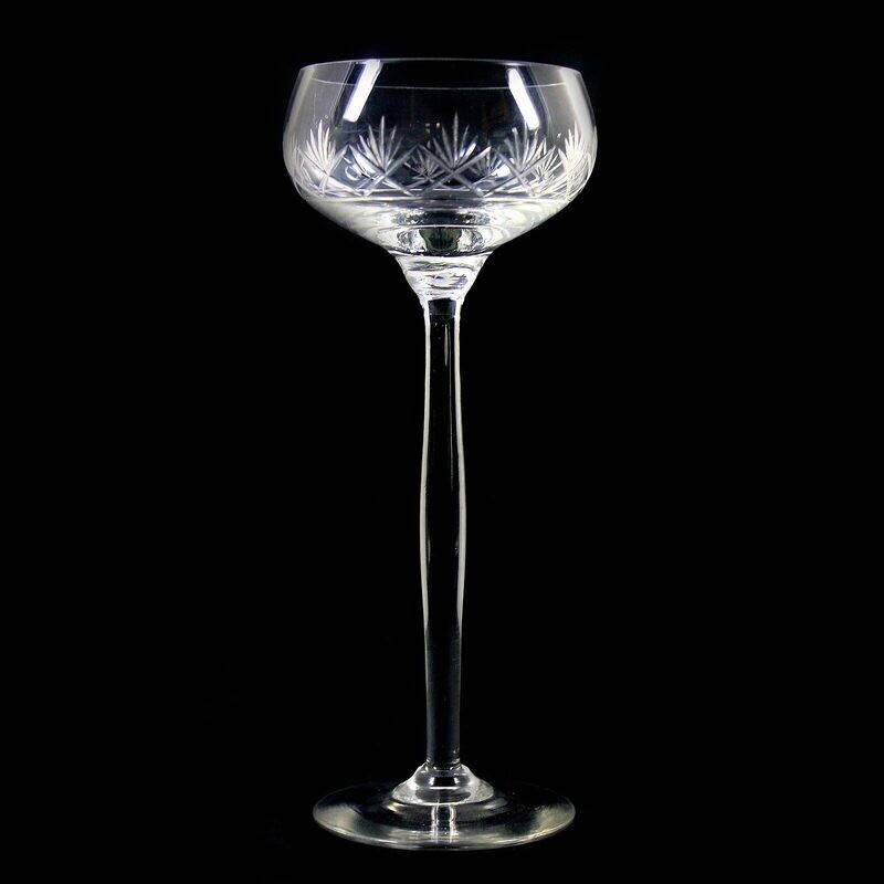 1st of 3. Stem glass with decorative cut decor, Theresienthal, form 1496, decor 1975