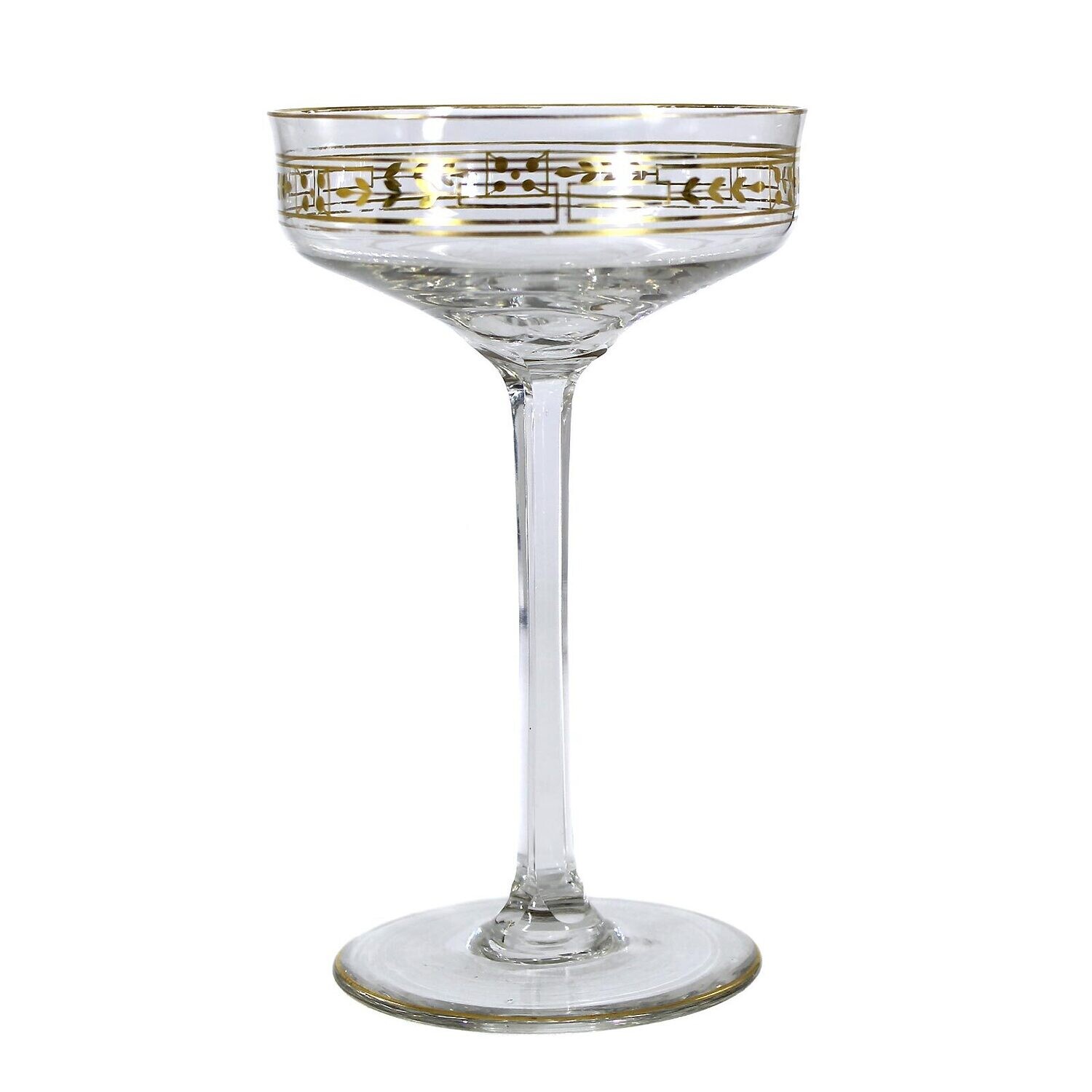 Champagne bowls made of colorless glass with gold decoration, Theresienthal, 1905