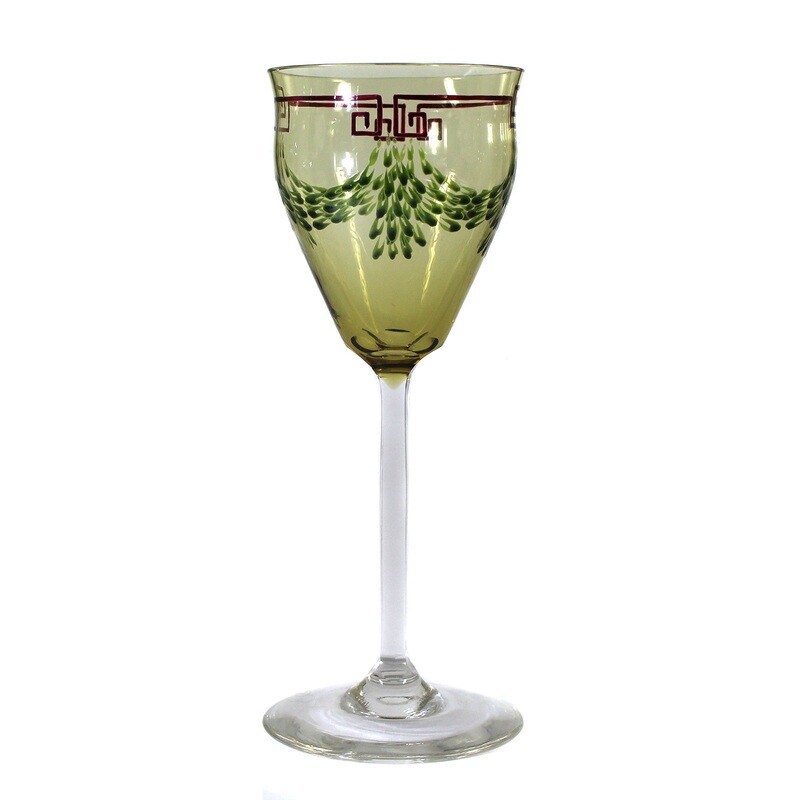 1st of 9. Stem glass with transparent painting, Theresienthal, set 1719 around 1904