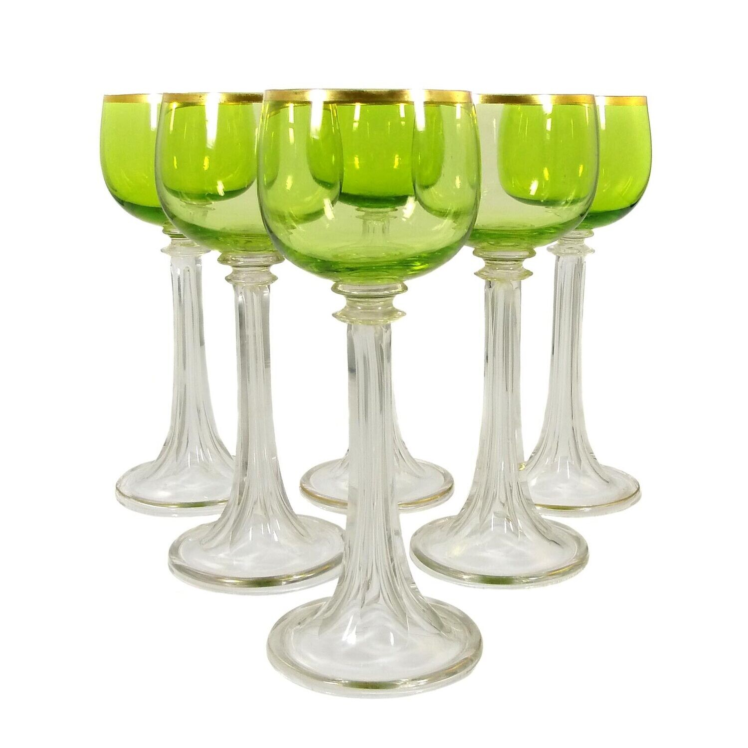 6 Art Nouveau Romans with gold rim, Theresienthal, Pistache, form 1119