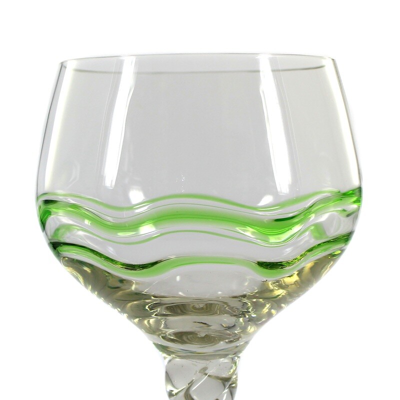 Very large stemmed glass with green glass threads, Theresienthal around 1902, Liane decor