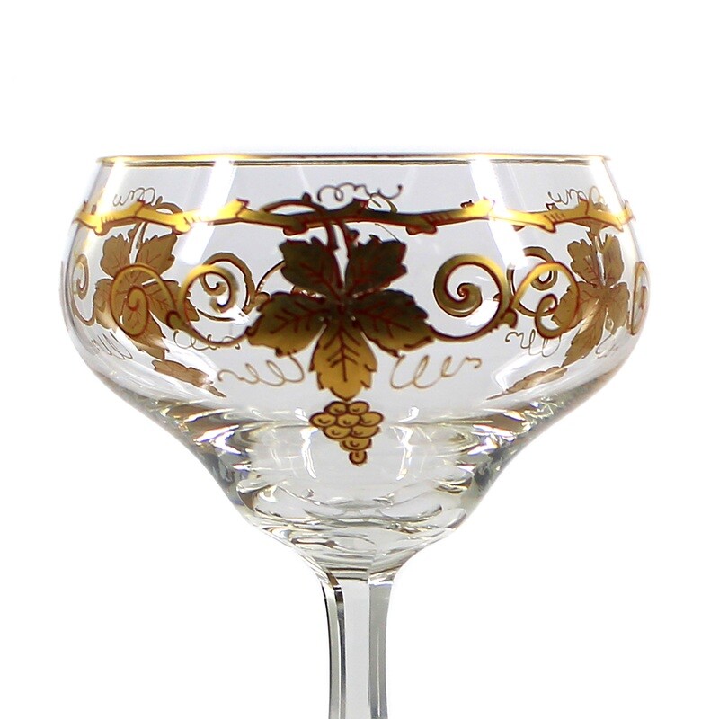 Stem glass with faceted shaft and polished gold painting, Theresienthal around 1901