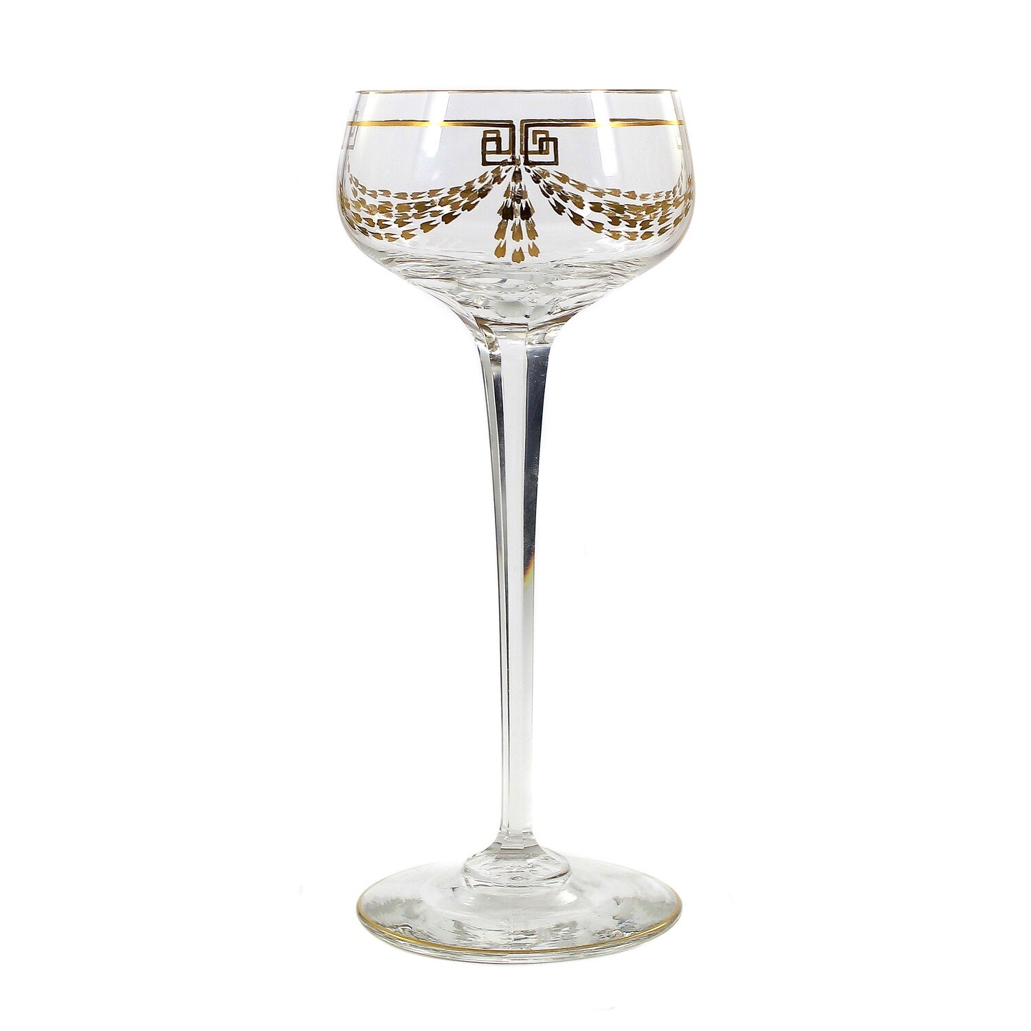 Stem glass with faceted shaft and polished gold painting, Theresienthal around 1901