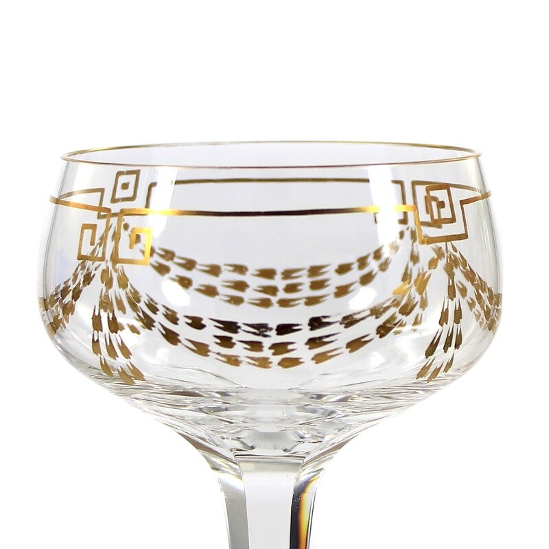 Stem glass with faceted shaft and polished gold painting, Theresienthal around 1901